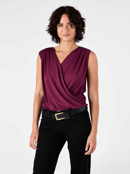 Athena Drape Top - Ruby