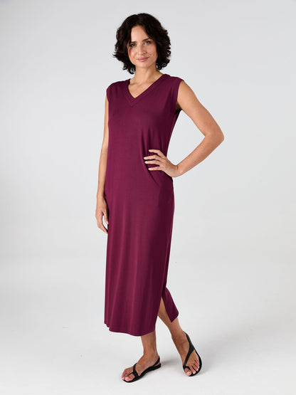 Everly V Neck Maxi  Dress - Ruby
