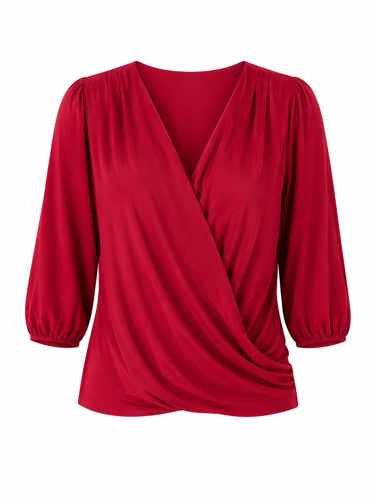 Athena 7/8 Sleeve  Drape Top - Cherry