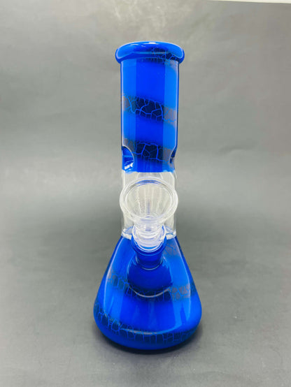 8" Blue Crackle Single Percolator Beaker Bong StonedGenie.com