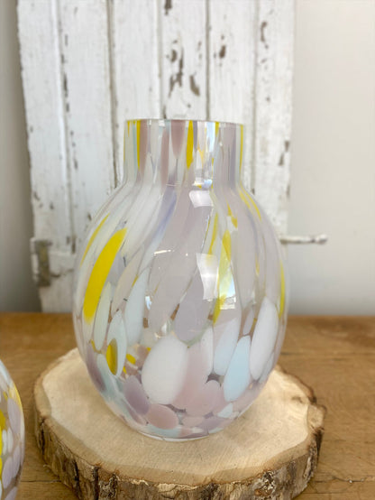 8" Blue Multi Glass Vase