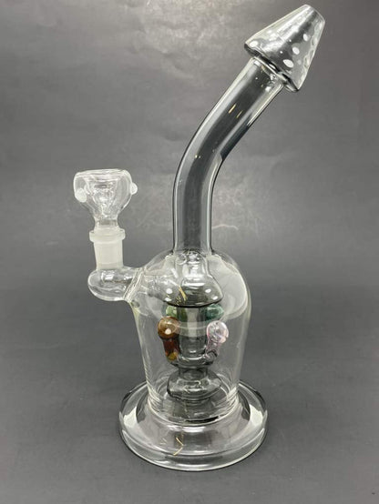 9" Black Premium Mushroom Shower Bend Bong StonedGenie.com