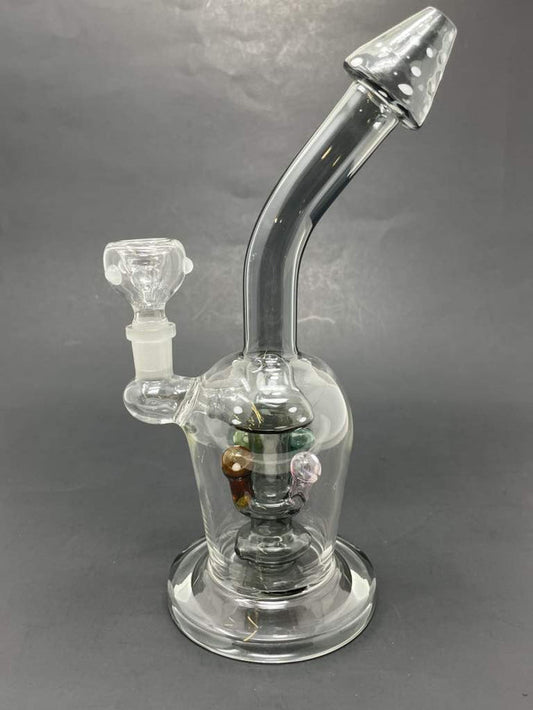 9" Black Premium Mushroom Shower Bend Bong StonedGenie.com
