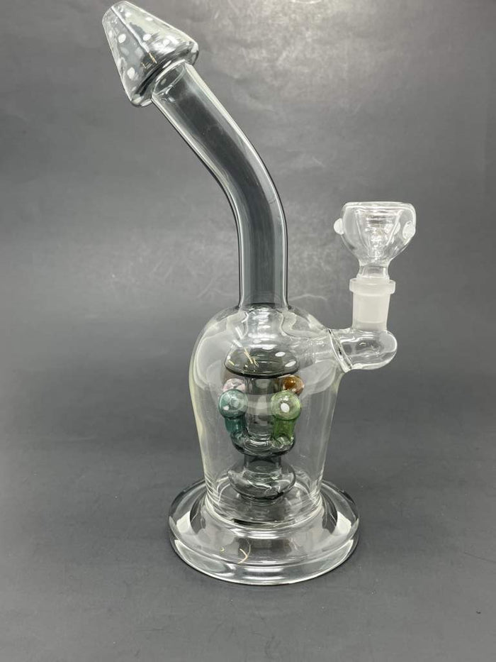 9" Black Premium Mushroom Shower Bend Bong StonedGenie.com