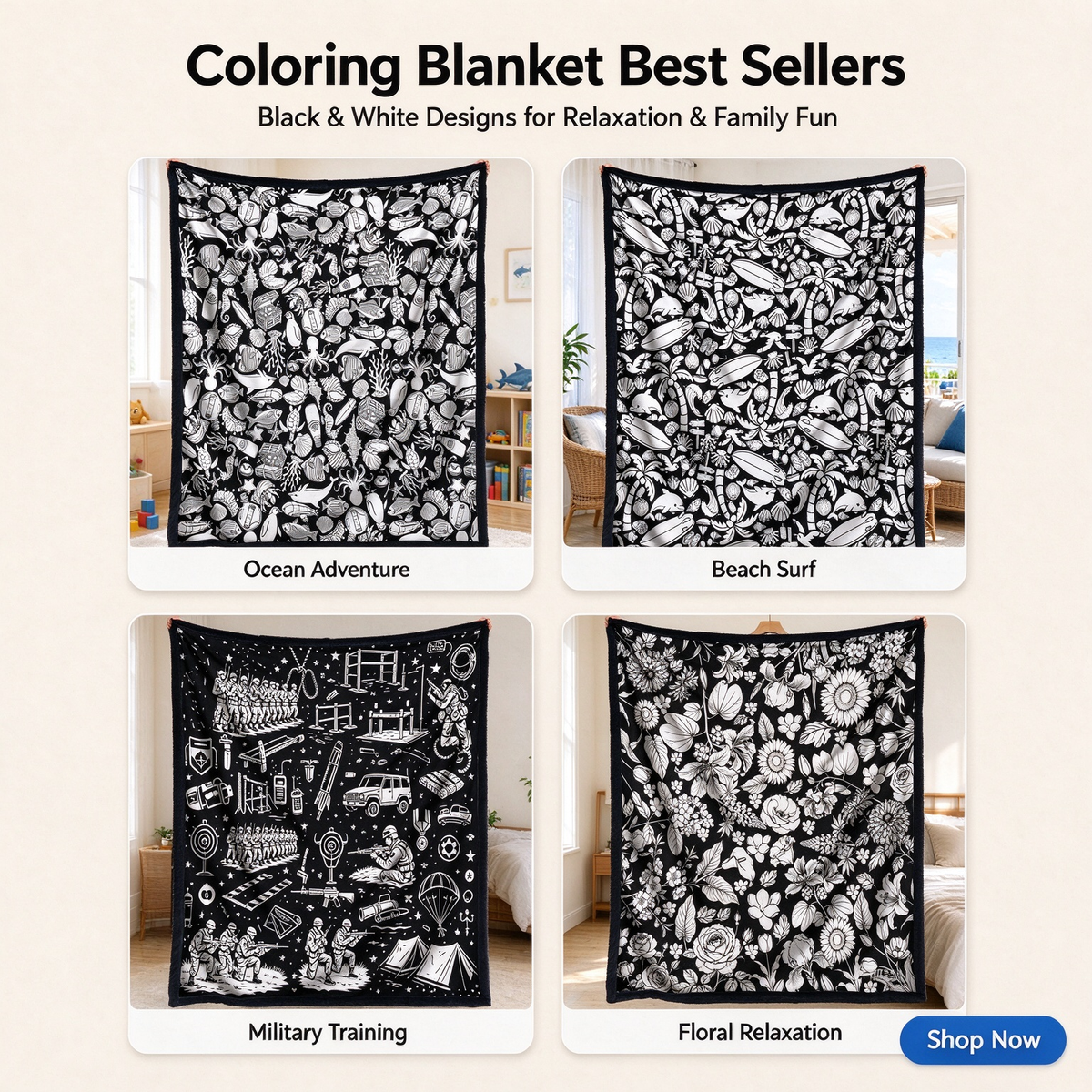 DIY Colorable Blanket 5-Piece Set, 1.5m×2m, Comes with 24pcs Eco Friendly Markers