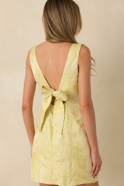 Daily Delight Yellow Floral Jacquard Mini Dress