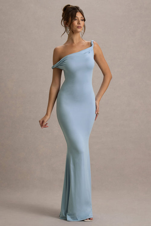 Lita | Powder Blue Twisted Asymmetric Maxi Dress