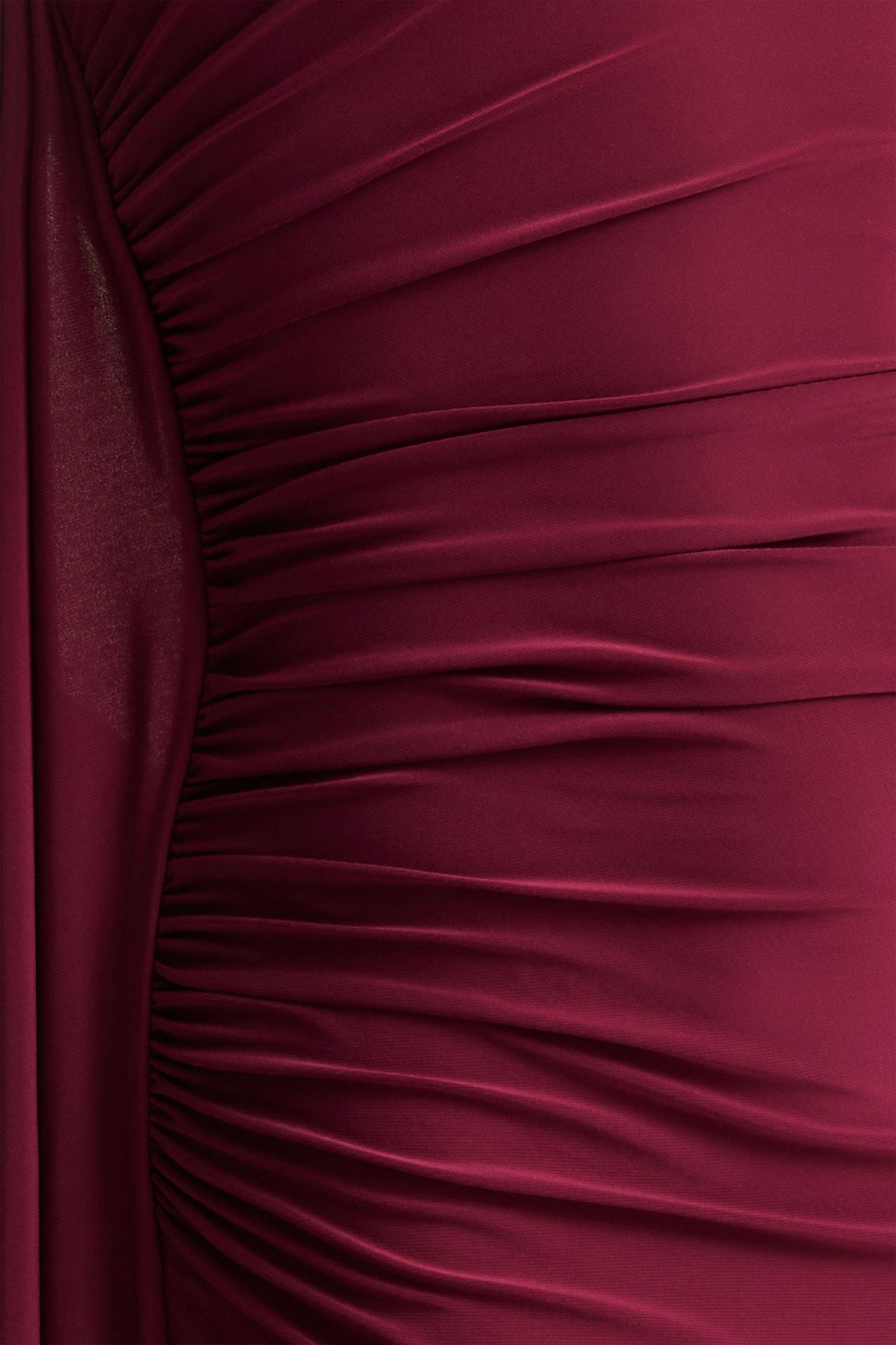 Adelina | Burgundy One-Shoulder Maxi Dress With Drape