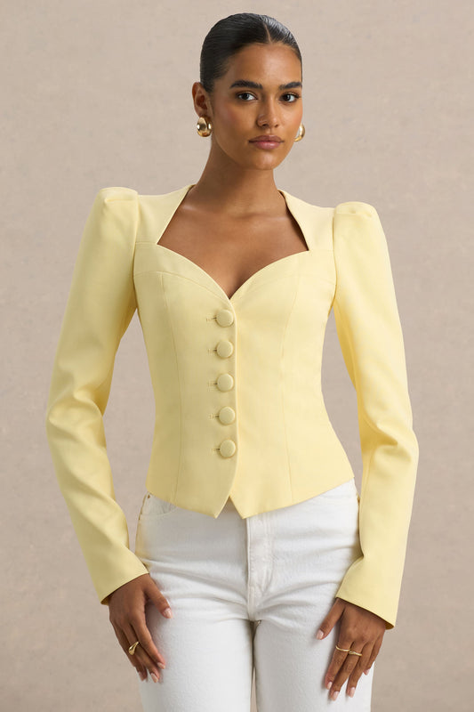 Olympia | Lemon Sweetheart-Neck Tailored Top