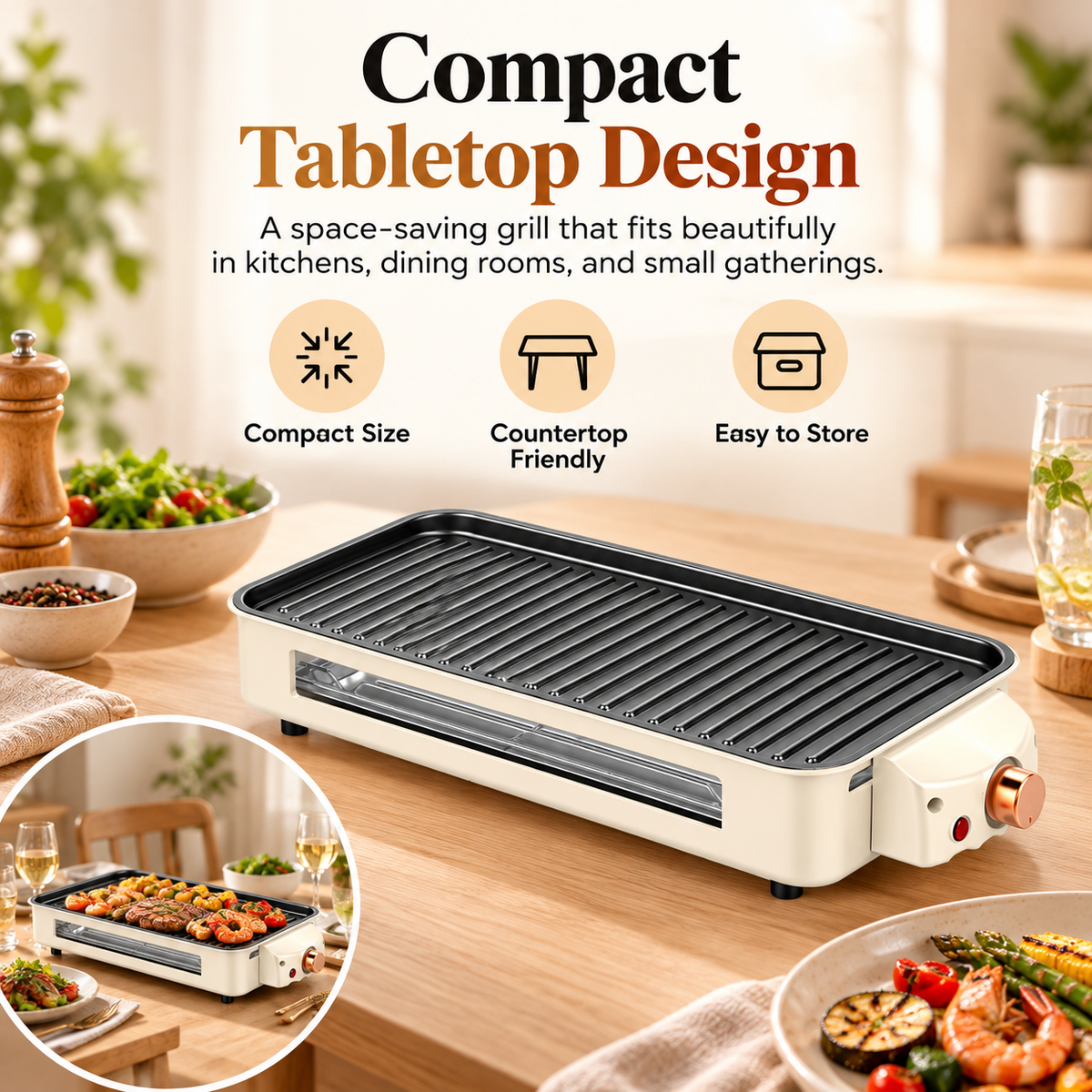 SavorNest™ – 3-in-1 Electric Tabletop Grill & Raclette Set