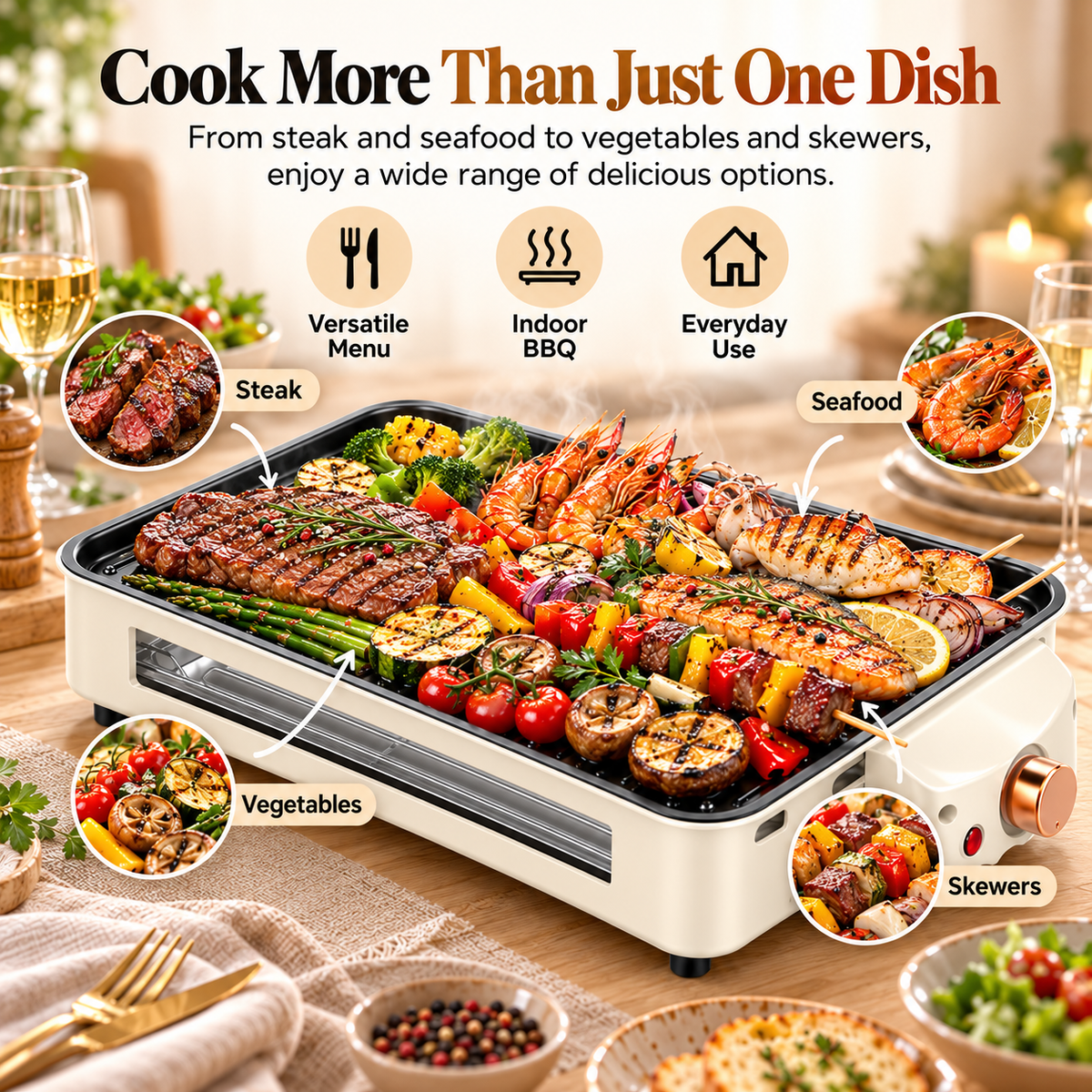 SavorNest™ – 3-in-1 Electric Tabletop Grill & Raclette Set