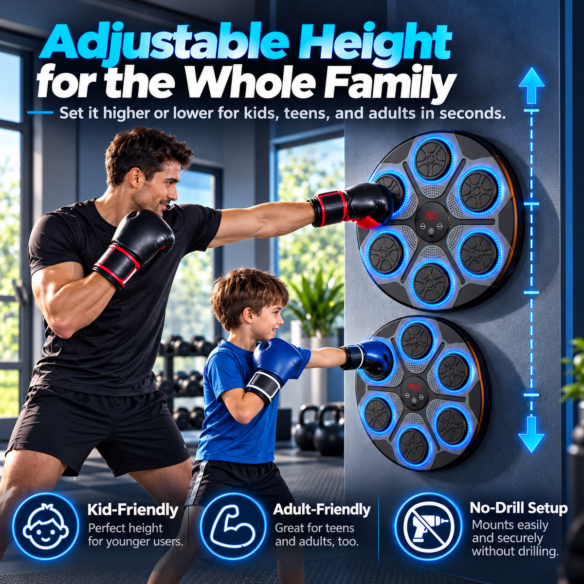 Smart Music Boxing Trainer – Interactive LED Reflex Training Machine for Home Fitness