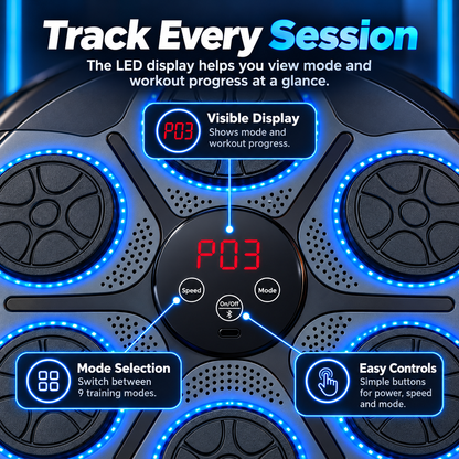 Smart Music Boxing Trainer – Interactive LED Reflex Training Machine for Home Fitness