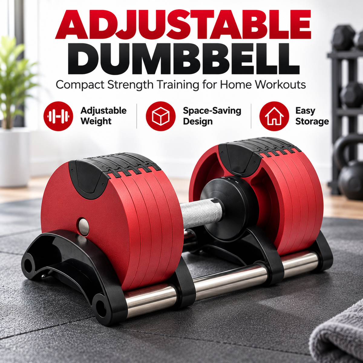 All-in-One Adjustable Dumbbell – Compact Home Gym Strength Training Equipment