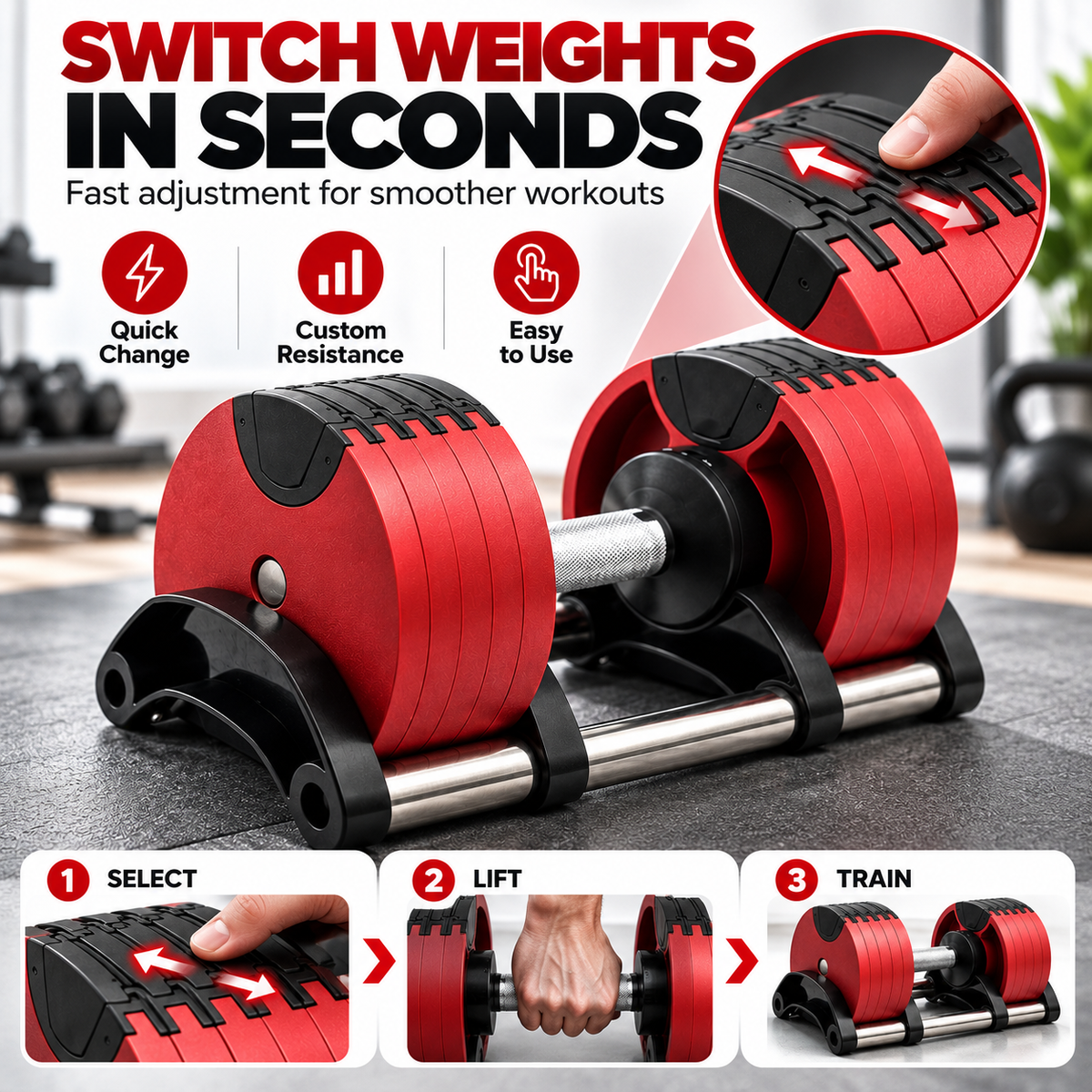 All-in-One Adjustable Dumbbell – Compact Home Gym Strength Training Equipment