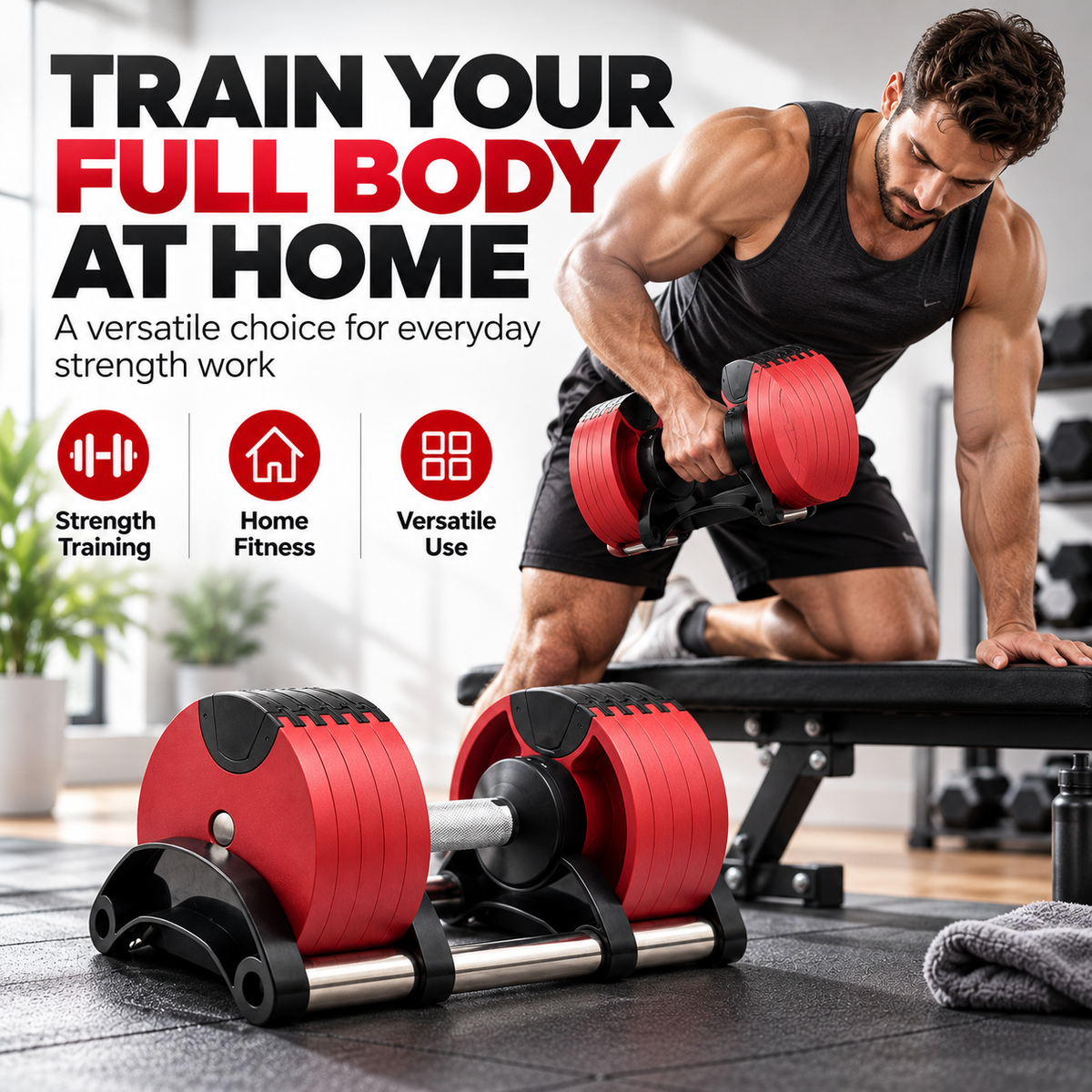 All-in-One Adjustable Dumbbell – Compact Home Gym Strength Training Equipment