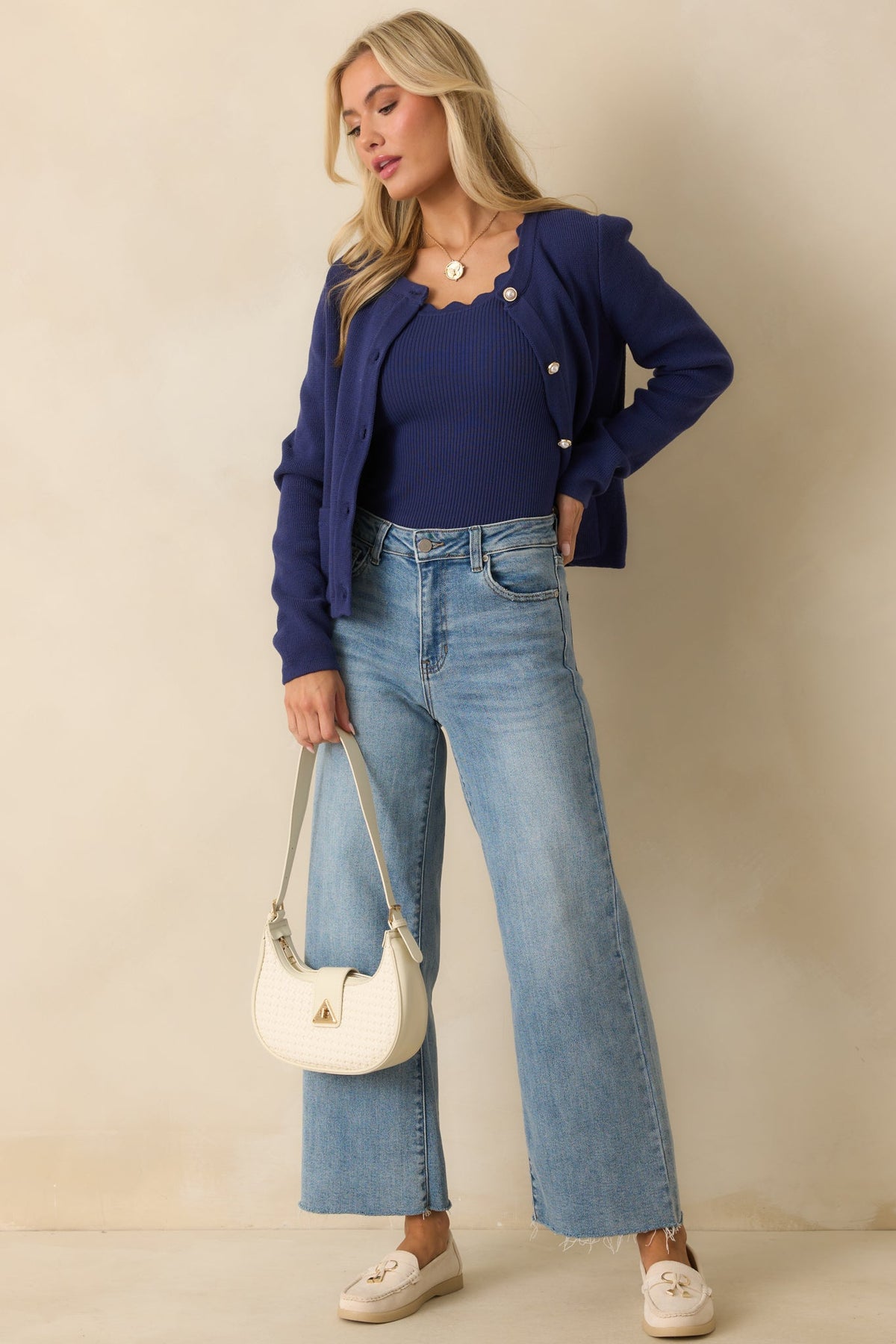 Prosperina Kennedy Navy Cotton Cardigan