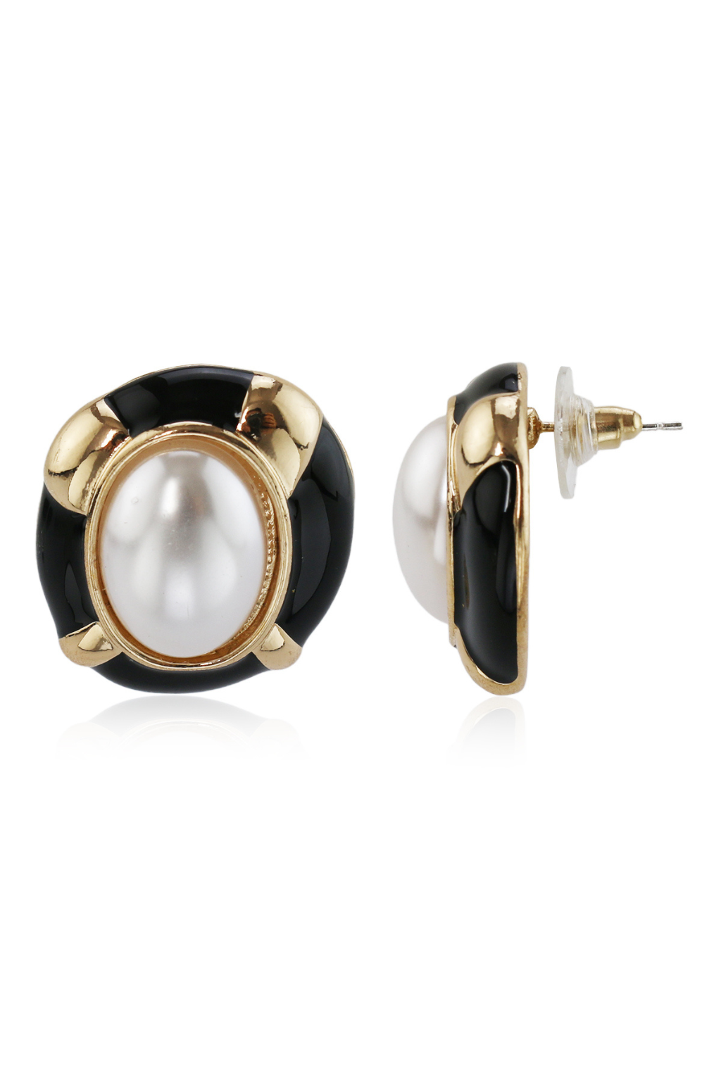 Emilie Pearl Gold and Black Earrings