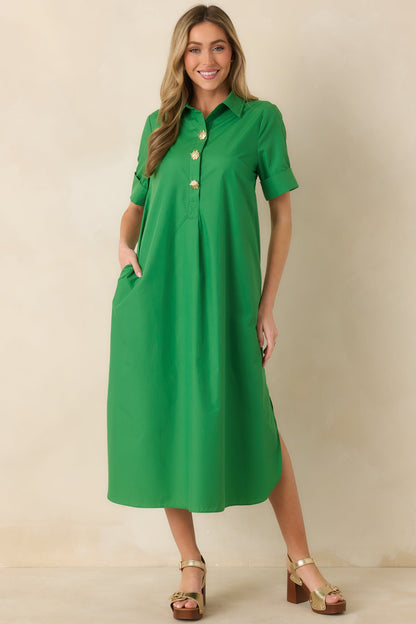 Read the Signs Green Short Sleeve Maxi Dress