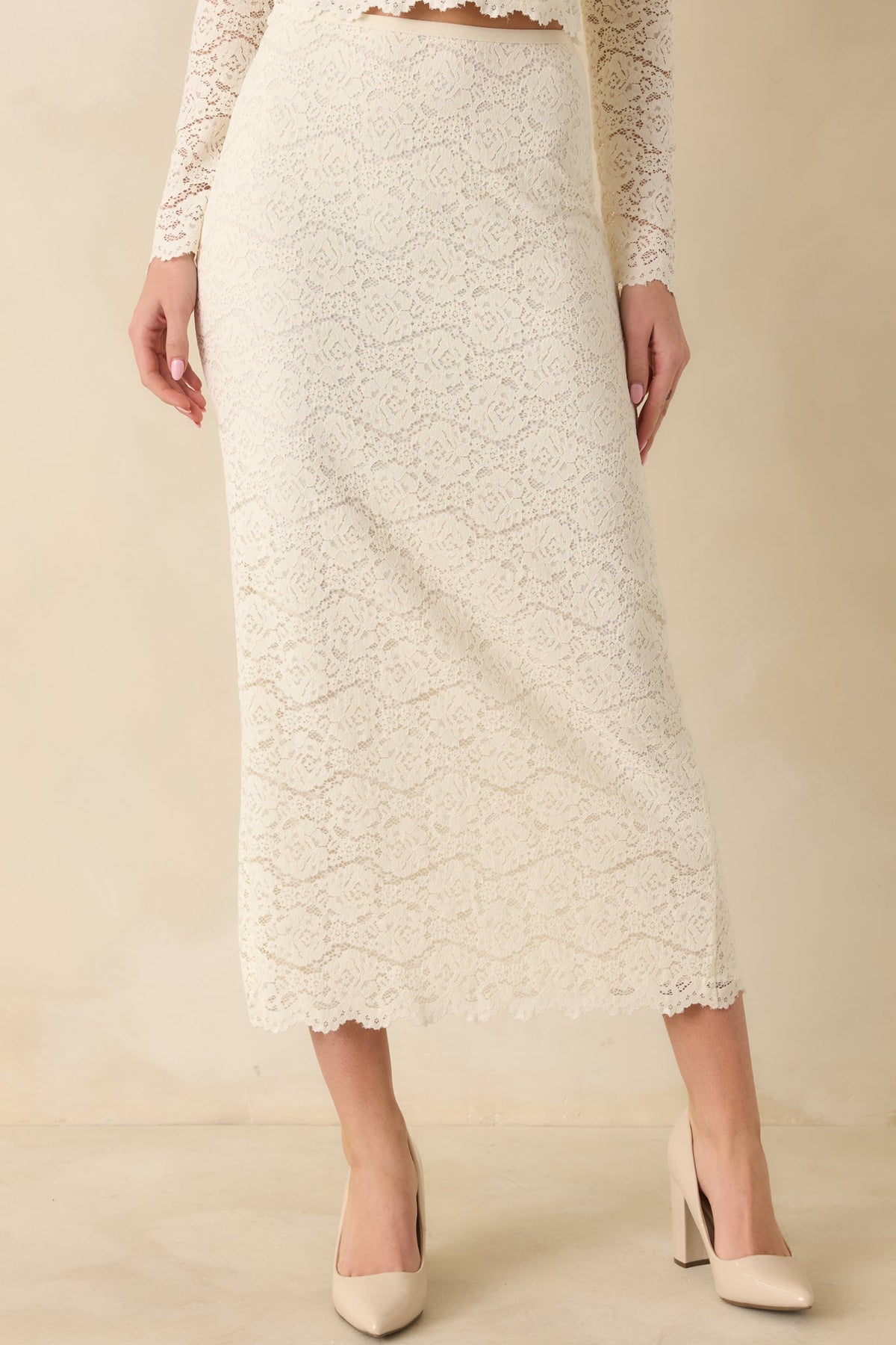 Z Supply Via Ivory Lace Midi Skirt