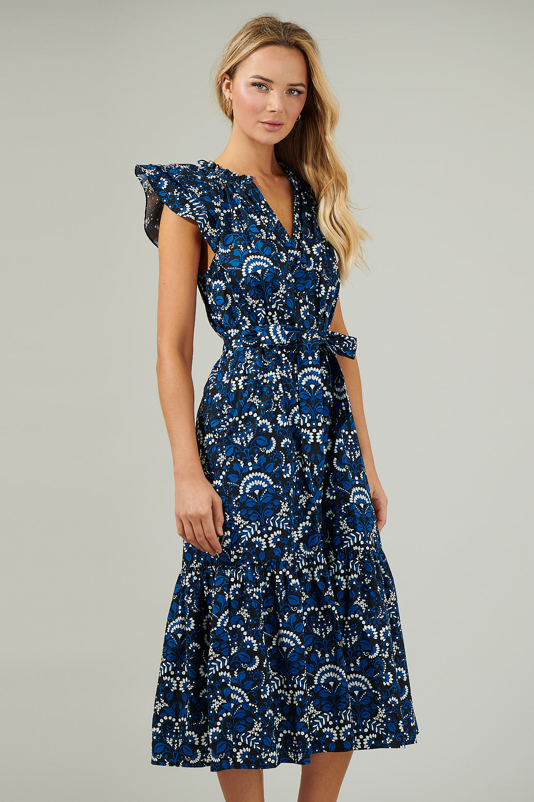 Etta Floral Charlotte Button Midi Dress