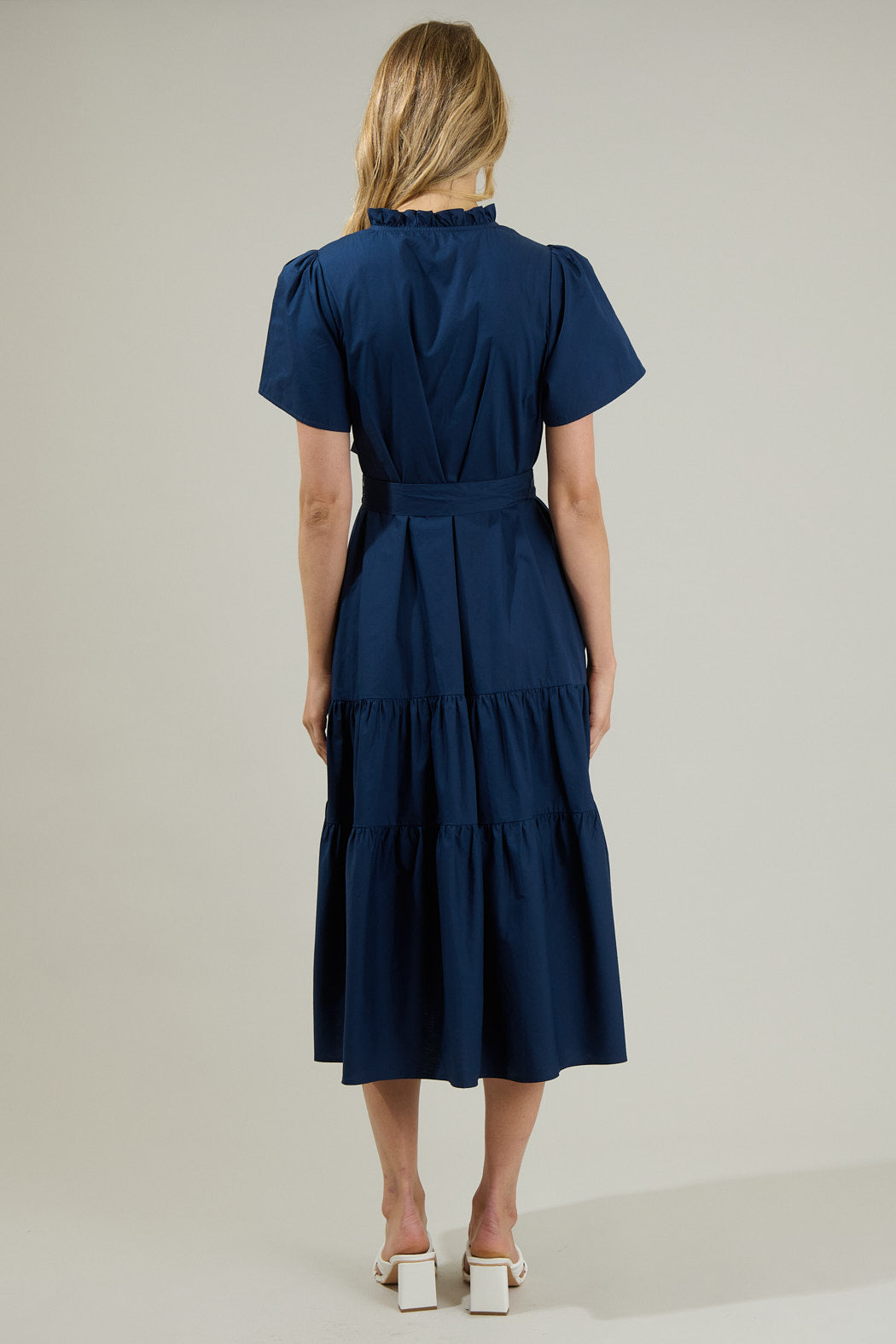 Britt Poplin Tiered Midi Dress