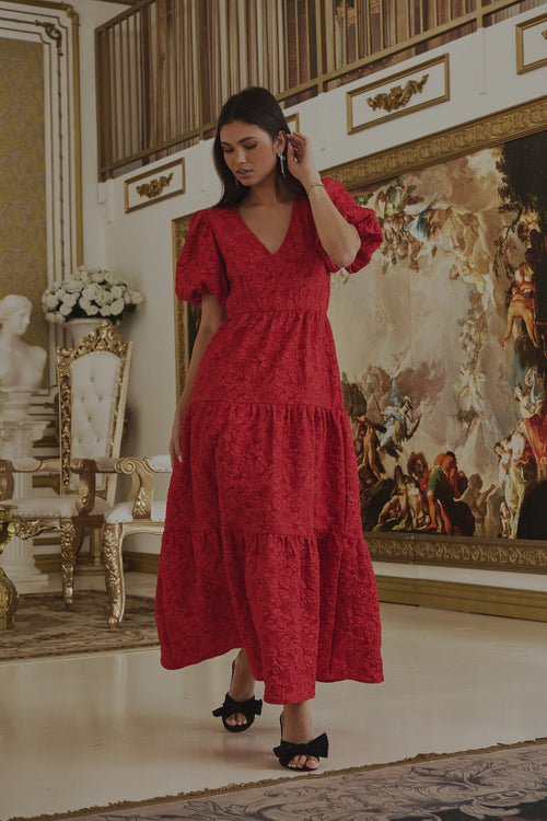 Arielle Jacquard Maxi Tiered Dress