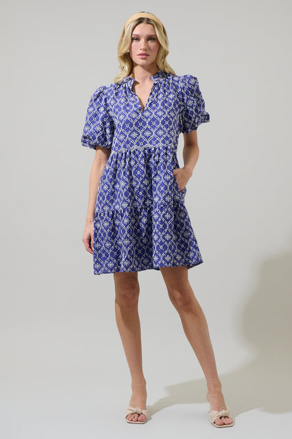 Darbie Jacey Babydoll Eyelet Mini Dress