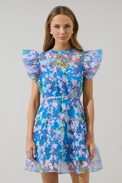 Eleni Organza Gunda Tiered Mini Dress