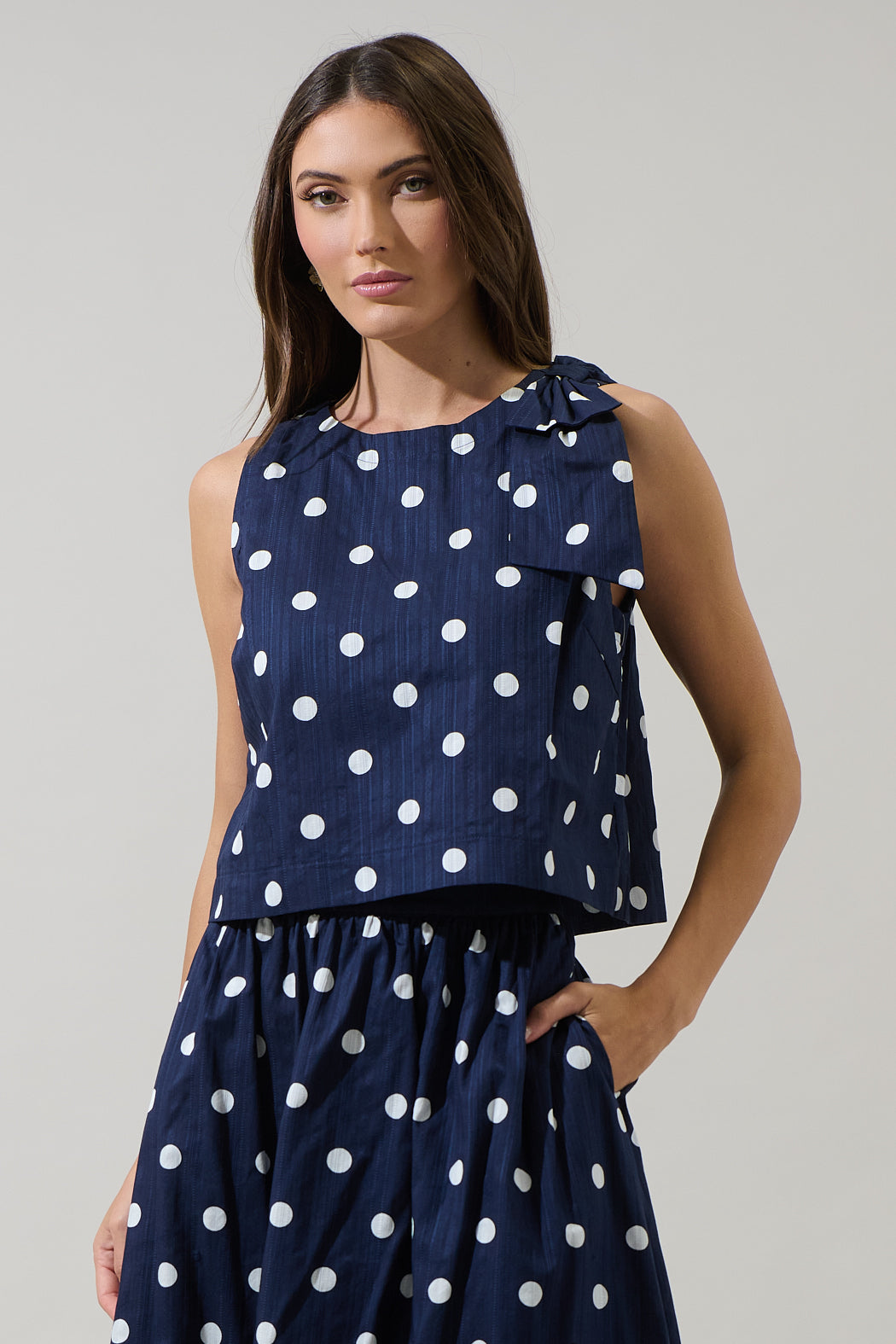 Caryn Polka Dot Sleeveless Top