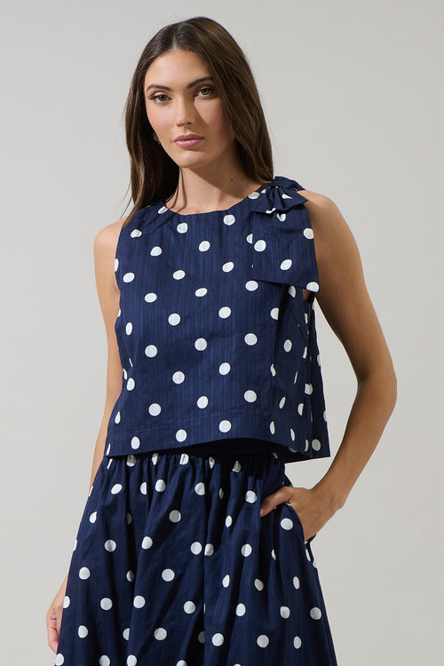 Caryn Polka Dot Sleeveless Top