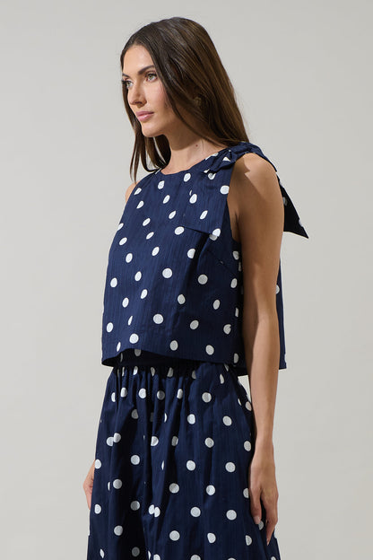 Caryn Polka Dot Sleeveless Top