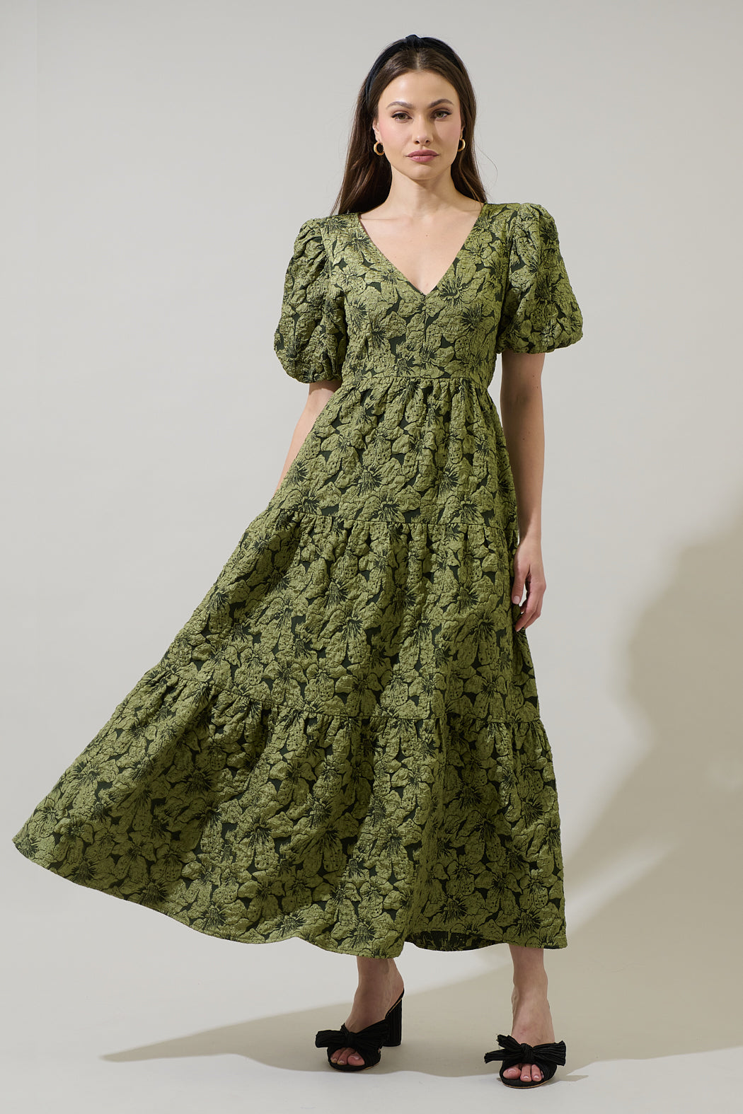 Arielle Jacquard Maxi Tiered Dress