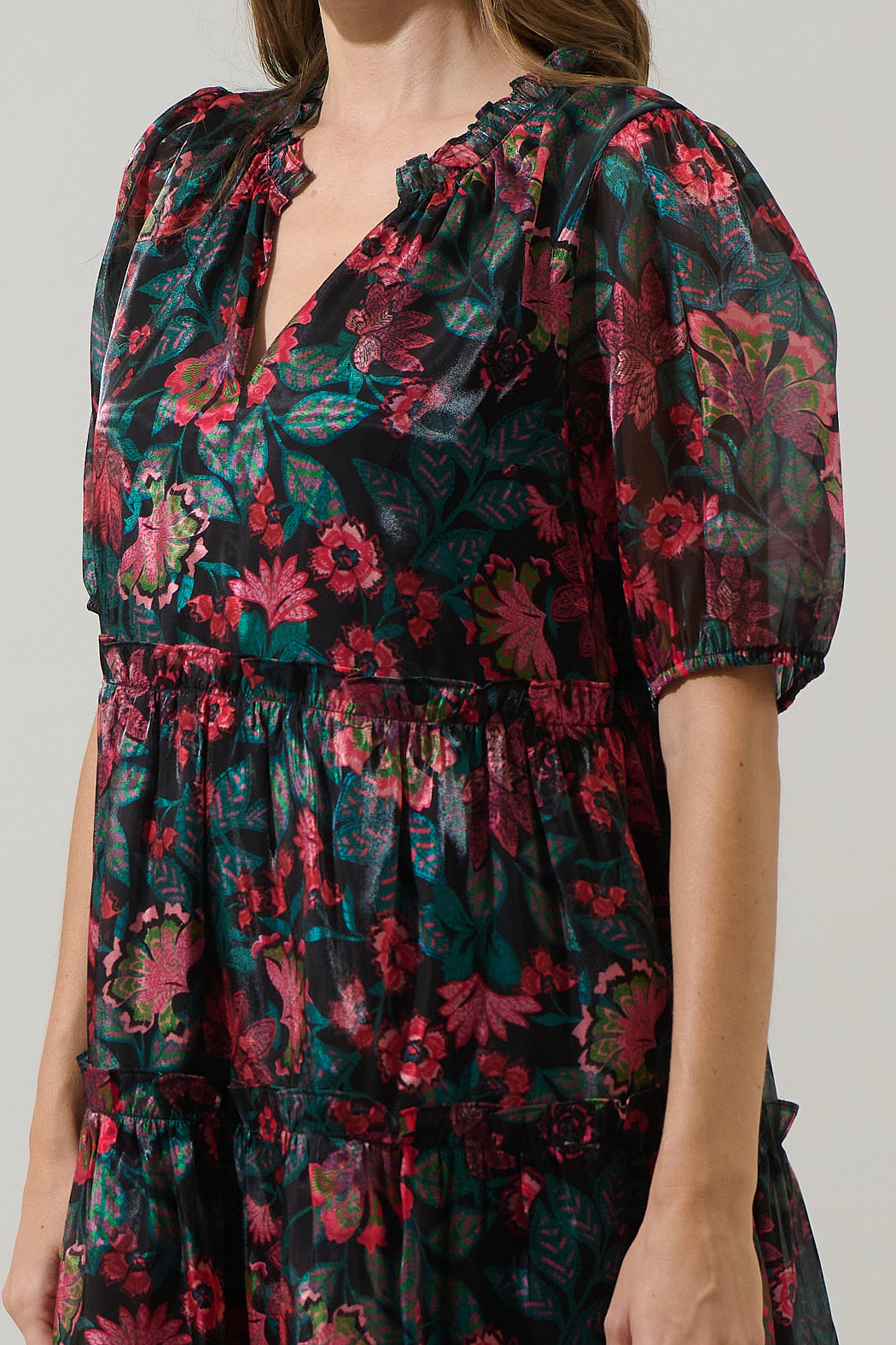 Briala Organza Islen Tiered Mini Dress