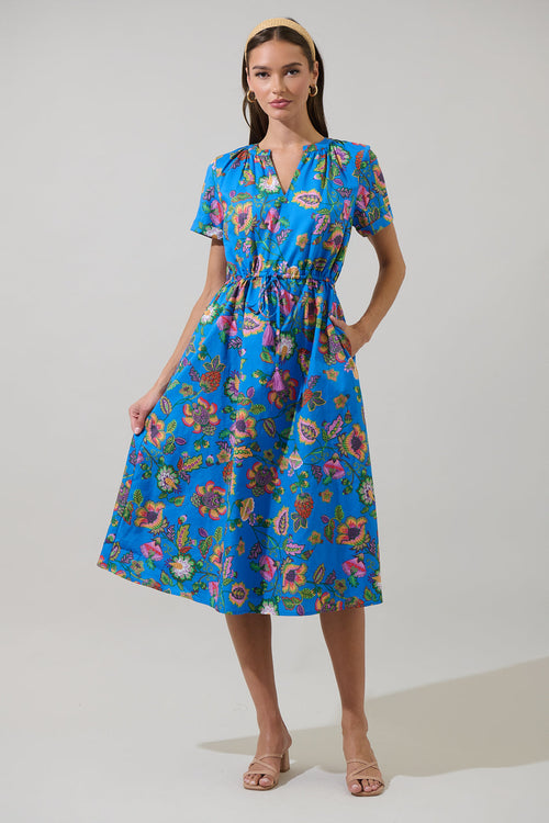 Anabelle Floral Fatima Ruffle Midi Dress