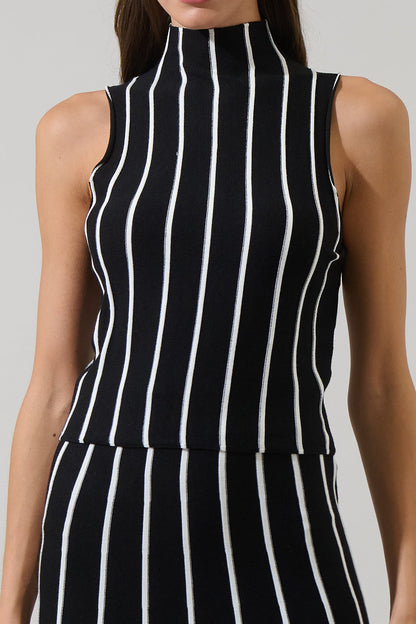Devary Stripe Mock Neck Knit Top