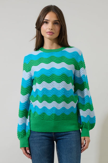 Elenor Wavy Striped Knit Sweater