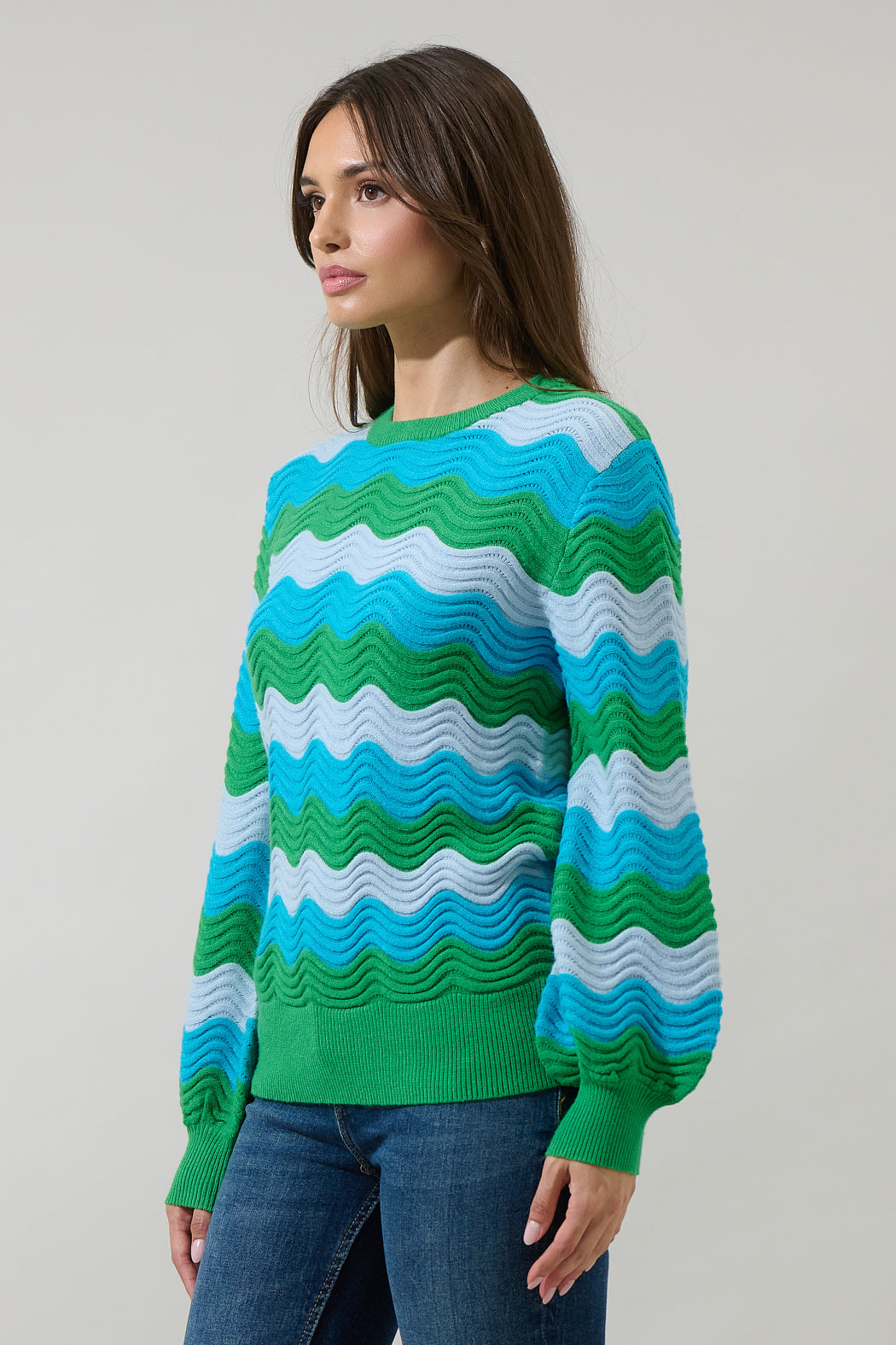 Elenor Wavy Striped Knit Sweater