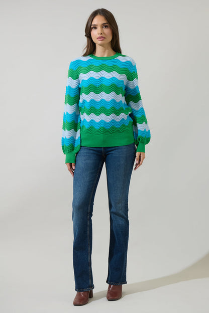 Elenor Wavy Striped Knit Sweater
