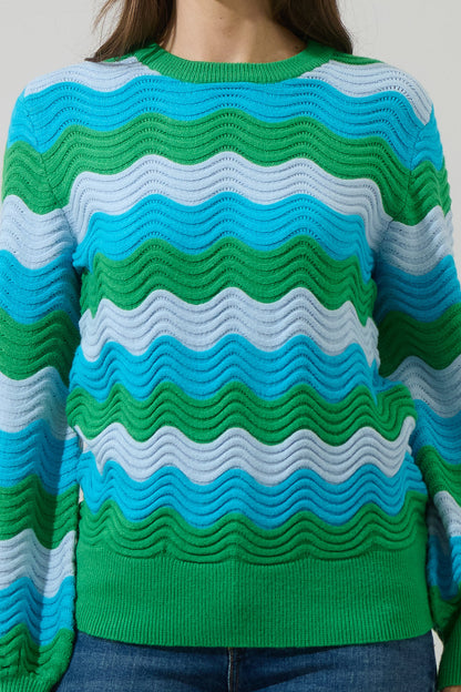 Elenor Wavy Striped Knit Sweater