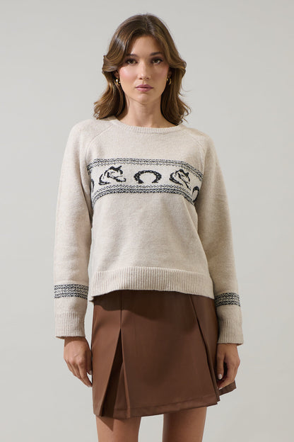 Camelot Horse Raglan Sleeve Sweater