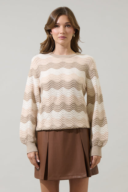 Elenor Wavy Striped Knit Sweater