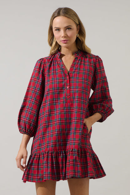 Arvada Plaid Deneta Shift Mini Dress