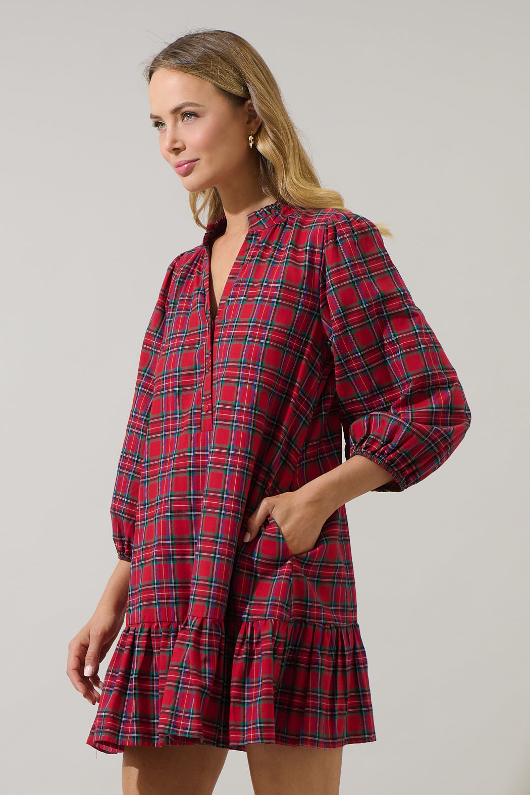 Arvada Plaid Deneta Shift Mini Dress