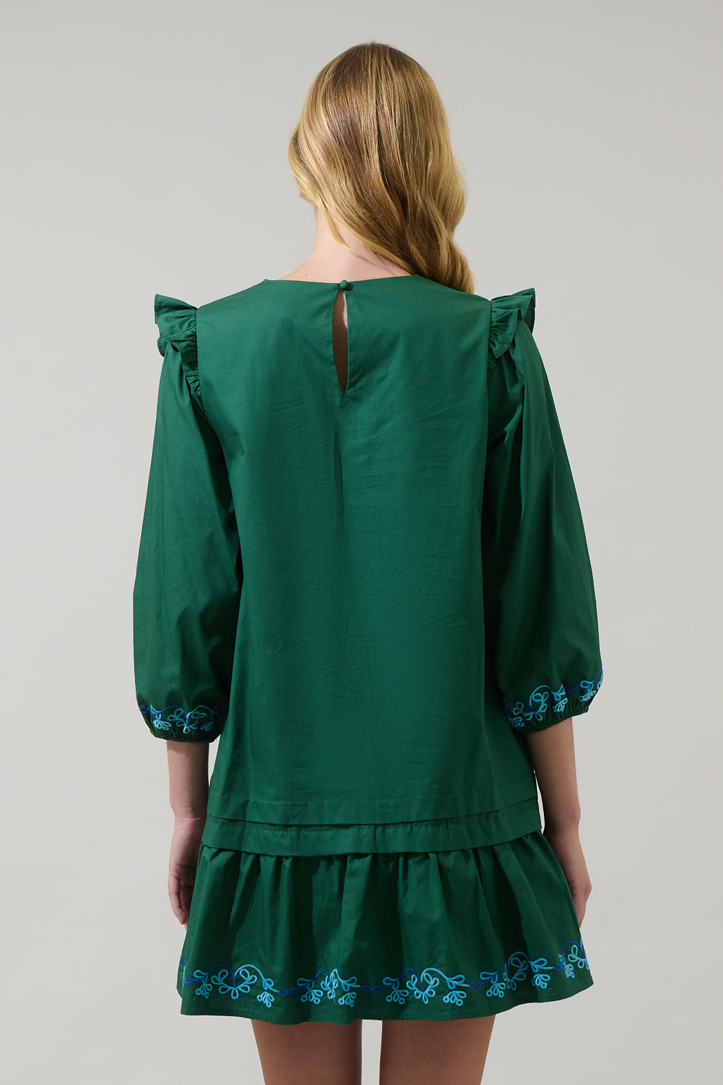 Dinah Poplin Embroidered Mini Dress