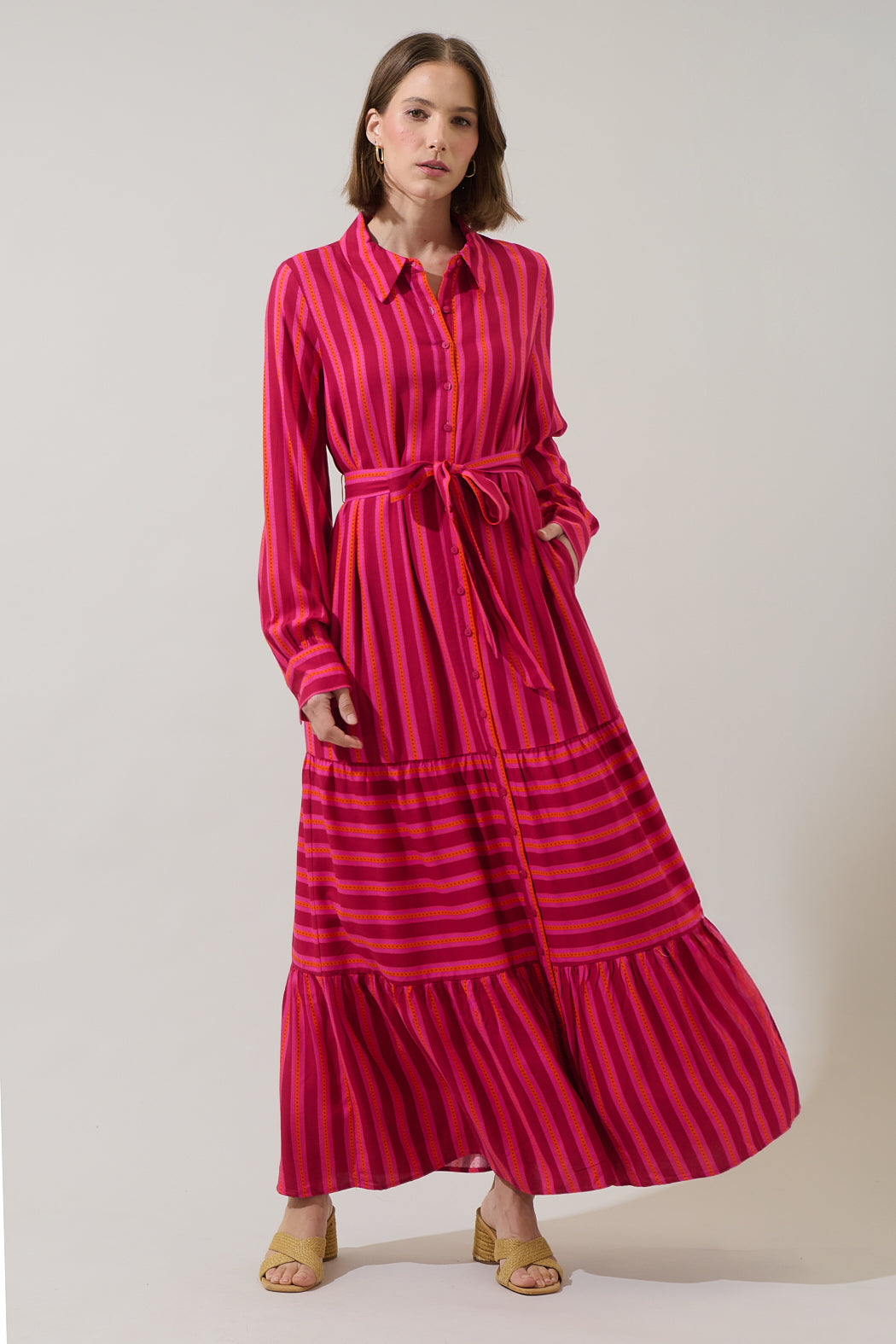 Clarisa Stripes Sofia Button Down Maxi Dress