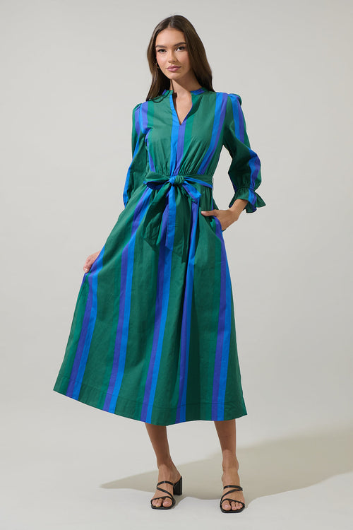 Dolary Stripe Senda Long Sleeve Maxi Dress