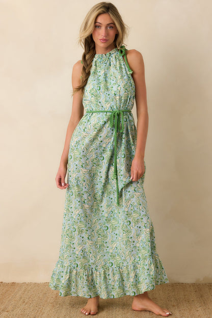 Paradisa Santa Rosa Seaglass Green Cotton Maxi Dress