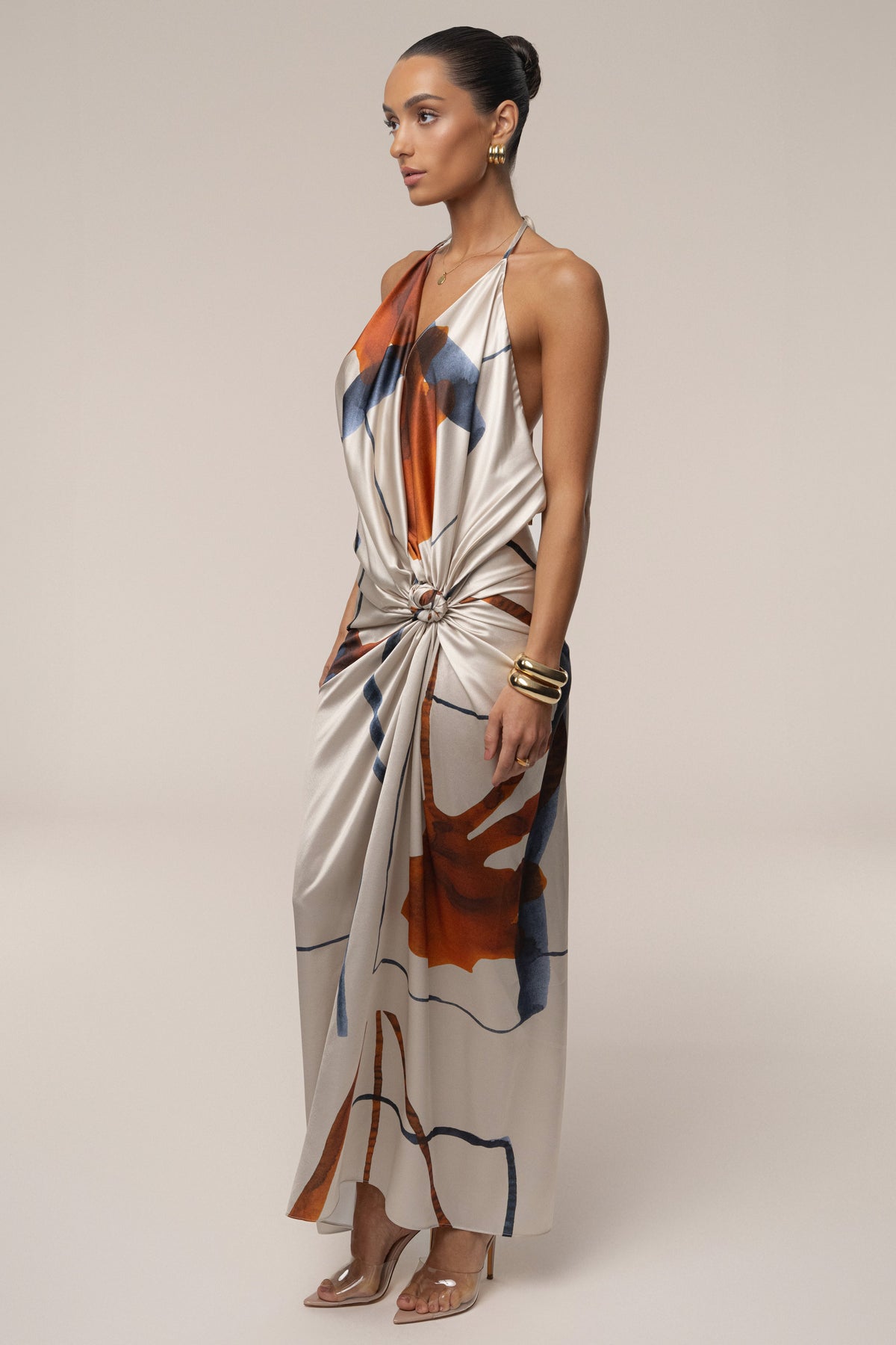 Ivory Malibu Satin Midi Dress