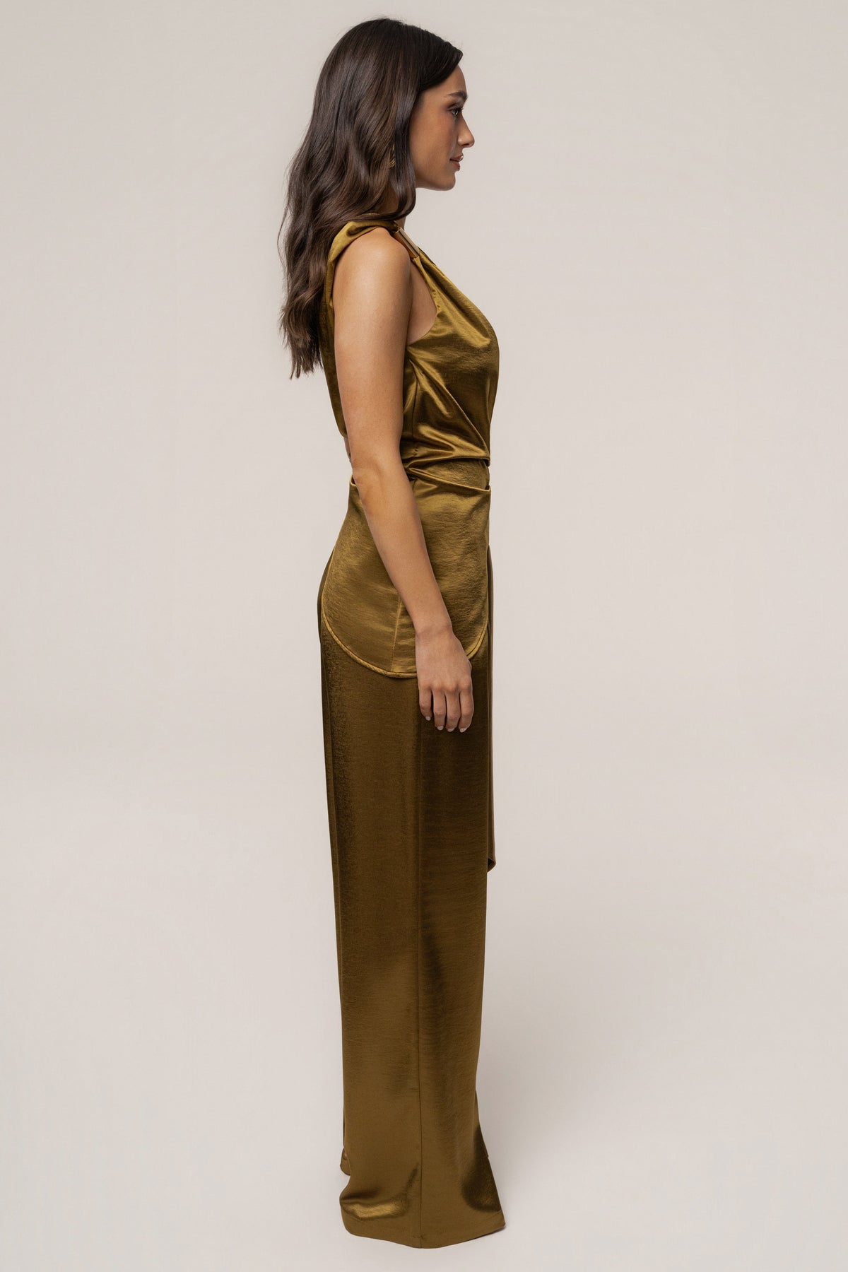 Olive Palmera Satin Top
